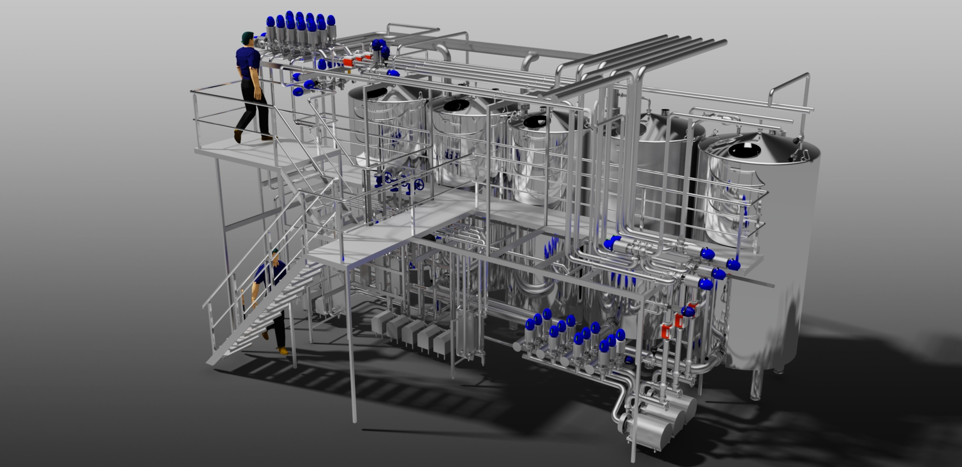 3D-modell av et prosessanlegg tegnet av 3TS